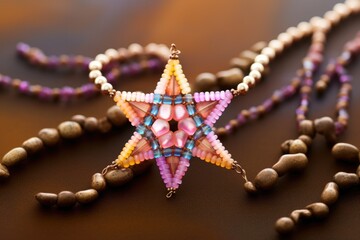 beaded star of david necklace against neutral backdrop