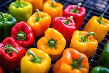 multicolored bell peppers with grill scorer marks
