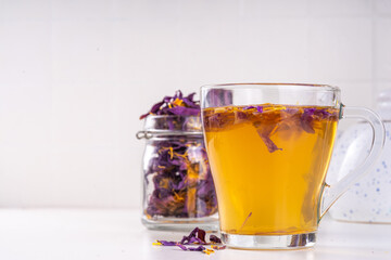 Blue lotos, Nymphaea caerulea hot tea. trendy natural beverage. Anti-stress, soothing and relaxing...