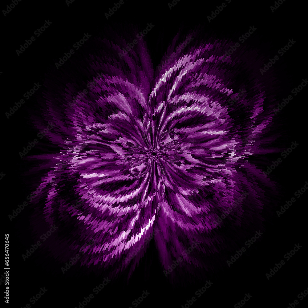 Aufkleber lacy pattern in vivid purple colours on a blackbackground exploding style