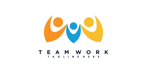 Fototapeta na wymiar team work logo design with Friendship and family logo concept
