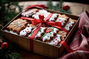 homemade boxing day cookies shaped like gift boxes