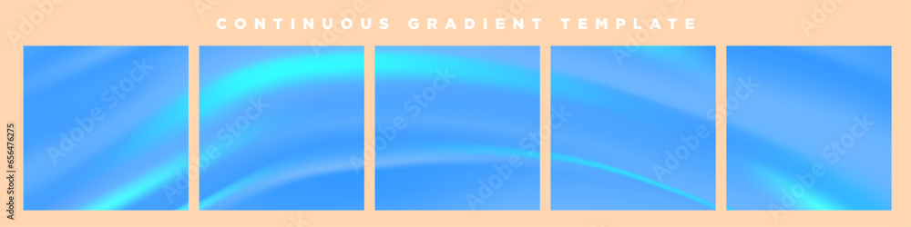 Wall mural abstract azure blue gradient carousel ad template. continuous square card templates. five gradient b