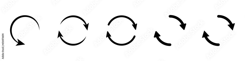 Aufkleber set of vector arrows in black on an isolated background. rotation arrows, cycle symbol. modern arrow