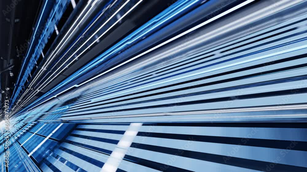 Poster dark tunnel with technology structure, 3d rendering.