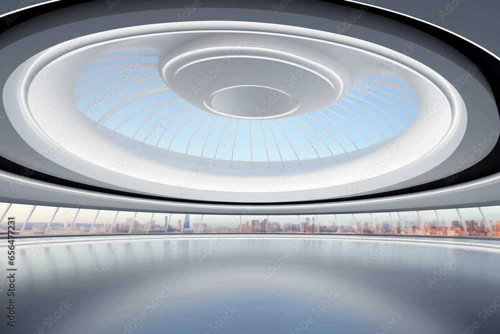 Poster abstract futuristic architecture with empty floor for presentation