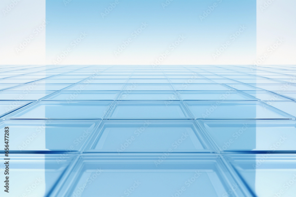 Poster abstract futuristic glass architecture with empty floor for presentation