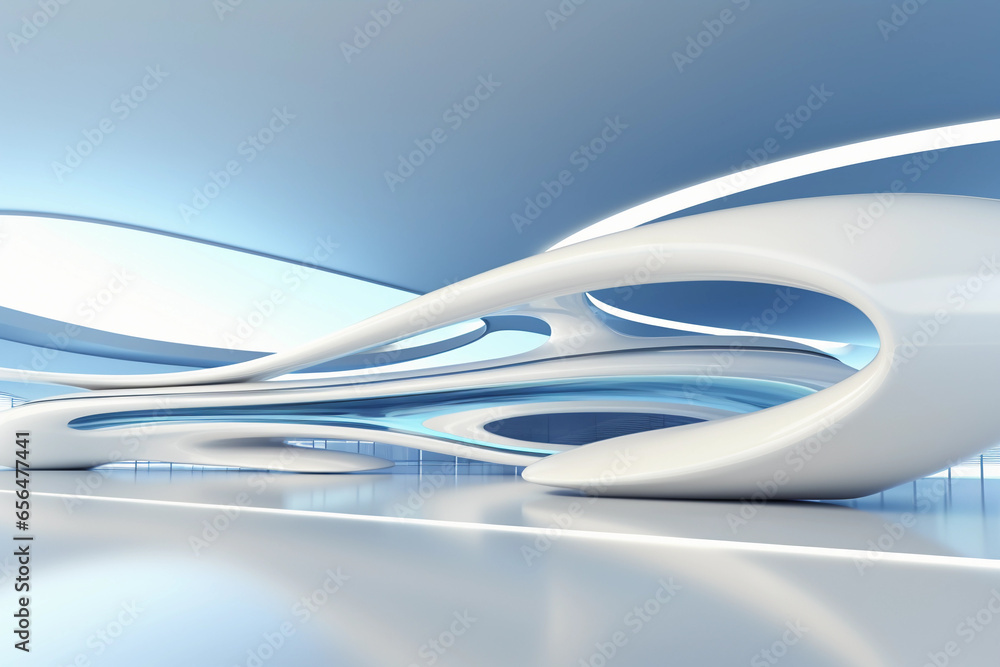 Poster abstract futuristic architecture with empty floor for presentation