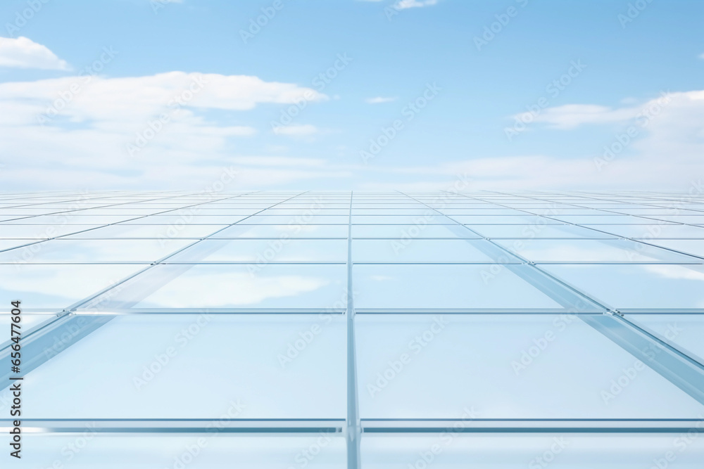 Poster abstract futuristic glass architecture with empty floor for presentation