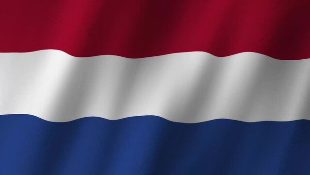 Dutch Flag. National 3d Netherlands flag waving. Flag of the Netherlands footage video waving in wind. The Netherlands Flag 4K animation