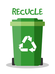 green recycle bin. Recucle sign vector illustration 