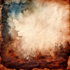 The background is in the form of old yellowed and burnt watercolor paper. Parchment.