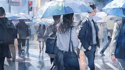 雨の日に帰宅する高校生_2　Generative AI
