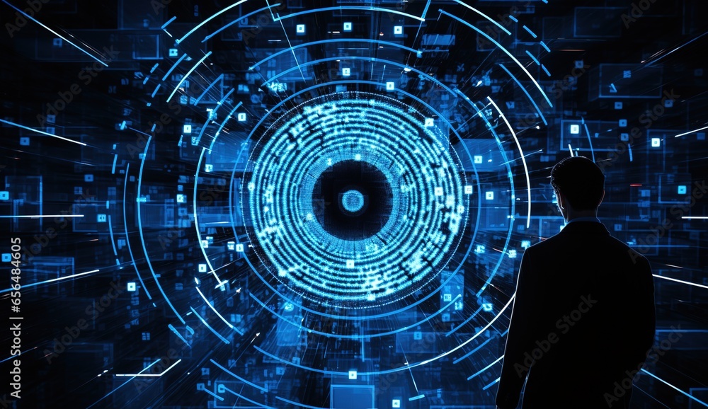 Poster futuristic circle, user interface interface screen design. abstract style on a blue background. abst