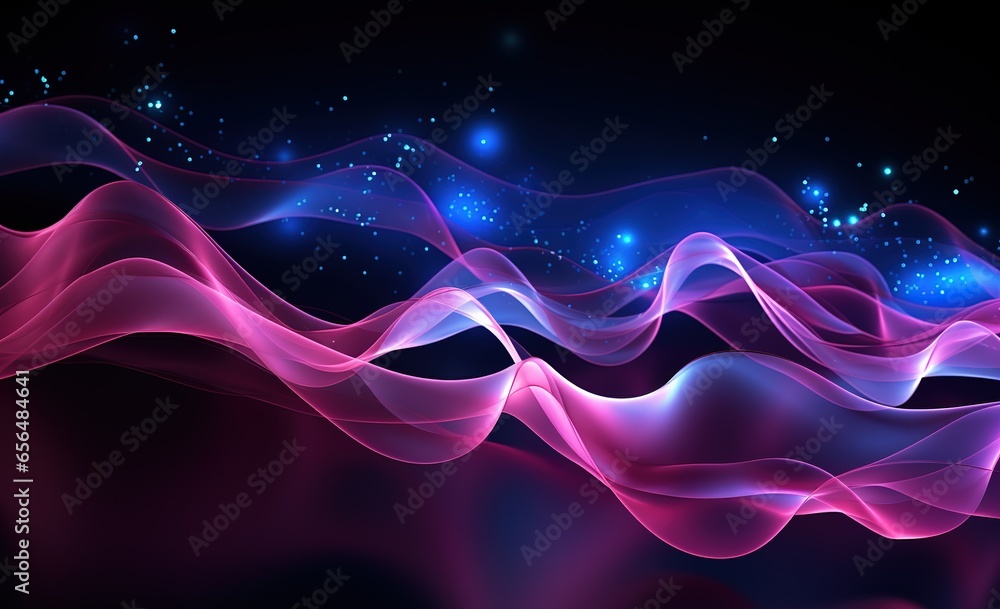 Aufkleber sound waves oscillating with the glow of light, abstract technology background..