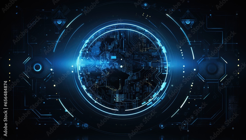 Poster futuristic circle, user interface interface screen design. abstract style on a blue background. abst