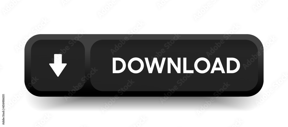 Aufkleber 3D blue download button icon. Upload icon. Down arrow bottom side symbol. Click here button. Save cloud icon push button for UI UX, website, mobile application.