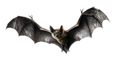 Fototapeta premium Flying Black Fruit Bat on White Transparent Background.