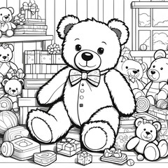 sketch drawing of teddy bear | illustration of a teddy bear | coloring book pages | teddy bear with...