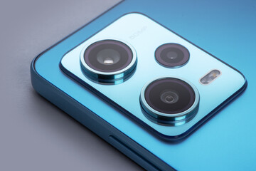 Fototapeta premium Smartphone triple camera image with selective focus