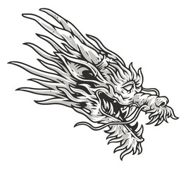 Devil snake head emblem monochrome