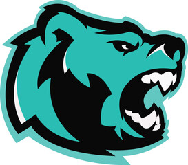 Bear Mascot logo Design. Brave Bear Face vector template. Bear Head design for Logo, Bear Logo icon Sport Team logo design, Vector Template Illustration. Mascot Brave Cat Logo design for graphic work