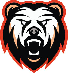 Bear Mascot logo Design. Brave Bear Face vector template. Bear Head design for Logo, Bear Logo icon Sport Team logo design, Vector Template Illustration. Mascot Brave Cat Logo design for graphic work