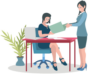 Office workers. Vector illustration. A worker employee demonstrates resilience and adaptability in their work An office manager fosters collaborative and inclusive team culture A business person