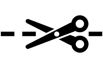 Cut line icon with scissors, cut here icon on transparent background.  - obrazy, fototapety, plakaty