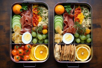 two lunches packed in identical lunchboxes