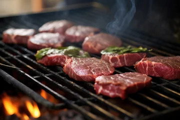  raw venison steaks on grill before cooking process © Alfazet Chronicles