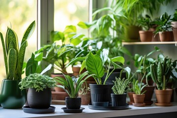 potted air-purifying houseplants placed in natural light