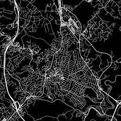 1:1 square aspect ratio vector road map of the city of  Beckley West Virginia in the United States of America with white roads on a black background.