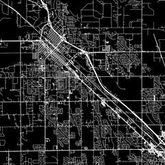 1:1 square aspect ratio vector road map of the city of  Caldwell Idaho in the United States of America with white roads on a black background.