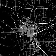 1:1 square aspect ratio vector road map of the city of  Carlsbad New Mexico in the United States of America with white roads on a black background.