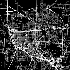 1:1 square aspect ratio vector road map of the city of  Denton Texas in the United States of America with white roads on a black background.