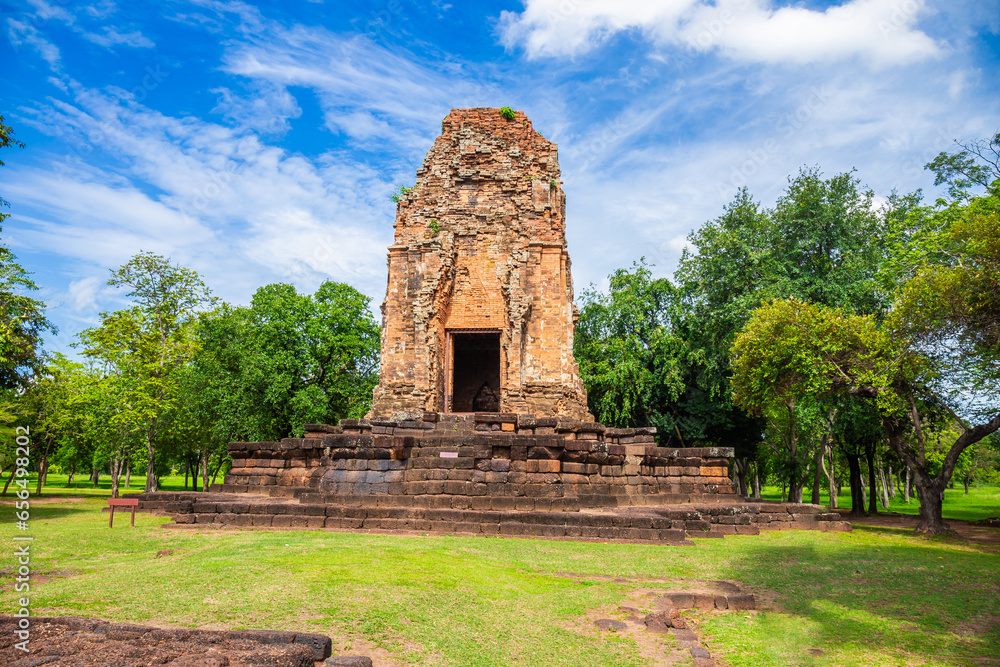 Wall mural phra prang in si thep historical park it is an architecture in the dvaravati period in phetchabun pr