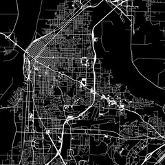 1:1 square aspect ratio vector road map of the city of  Fort Smith Arkansas in the United States of America with white roads on a black background.