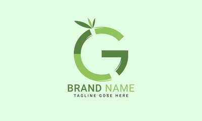Initial G alphabet with bamboo leaf. eco-friendly logo concept. Letter G alphabet symbol for business and company identity