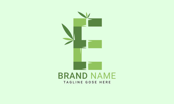 Initial E alphabet with bamboo leaf. eco-friendly logo concept. Letter E alphabet symbol for business and company identity