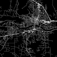 1:1 square aspect ratio vector road map of the city of  Grants pass Oregon in the United States of America with white roads on a black background.