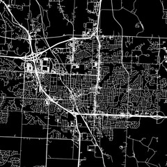 1:1 square aspect ratio vector road map of the city of  Lee's Summit Missouri in the United States of America with white roads on a black background.
