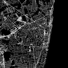 1:1 square aspect ratio vector road map of the city of  Long Branch New Jersey in the United States of America with white roads on a black background.