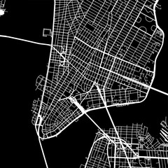 1:1 square aspect ratio vector road map of the city of  Lower Manhattan New York in the United States of America with white roads on a black background.