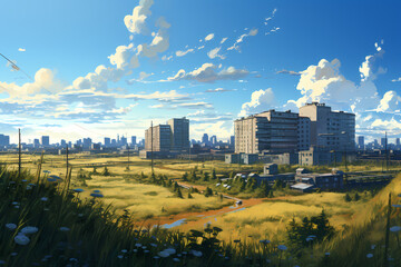 anime style city view
