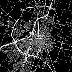 1:1 square aspect ratio vector road map of the city of  Temple Texas in the United States of America with white roads on a black background.