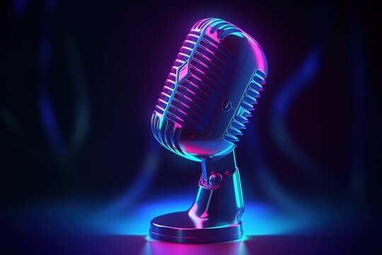 Mikrofon als Symbol f&uuml;r Podcast und Audio-Sound. Stimme und Gesang aufnehmen.