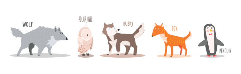 Funny Wild Polar Animal as Fauna of Arctic Vector Set © topvectors