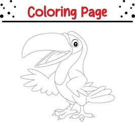 Cute toucan cartoon coloring page illustration vector. Bird coloring book for kids.