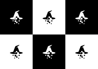modern witch hat illustration logo